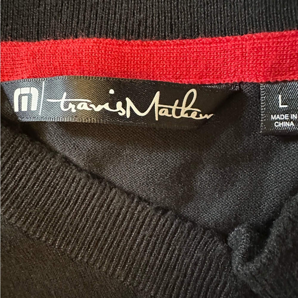 Travis Mathew Striped V Neck Lightweight Pullover Sweater Sz L - Picture 3 of 6